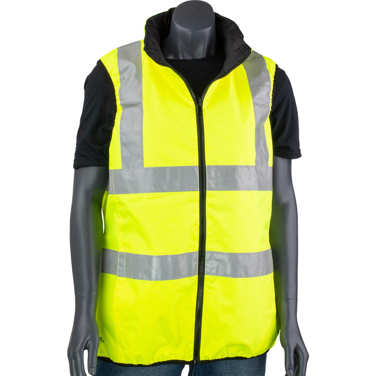 LG HI-VIS YEL CLASS2 WOMENS VEST,