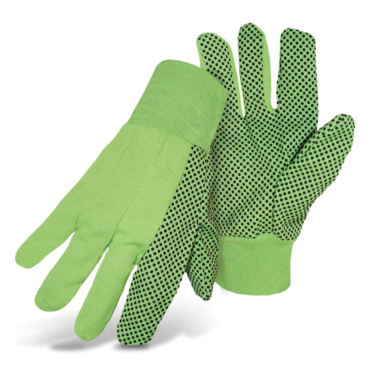 LG CORDED GLOVE HI-VIS GRN, BLK PVC