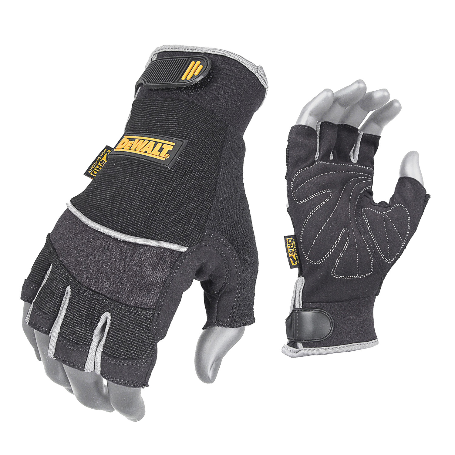 LG BLK SYNTH LEATHER FINGERLESS GLOVE