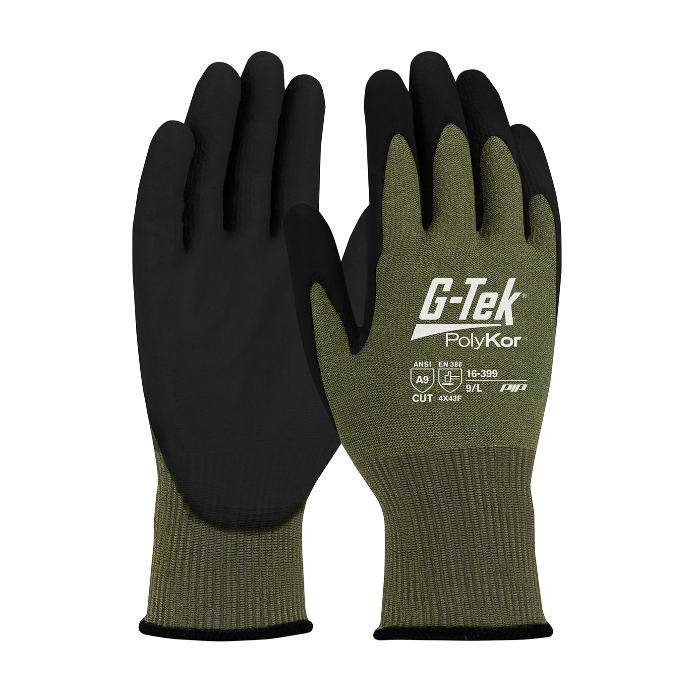 XL G-TEK POLYKOR GLOVE 13G GRN SHELL W/