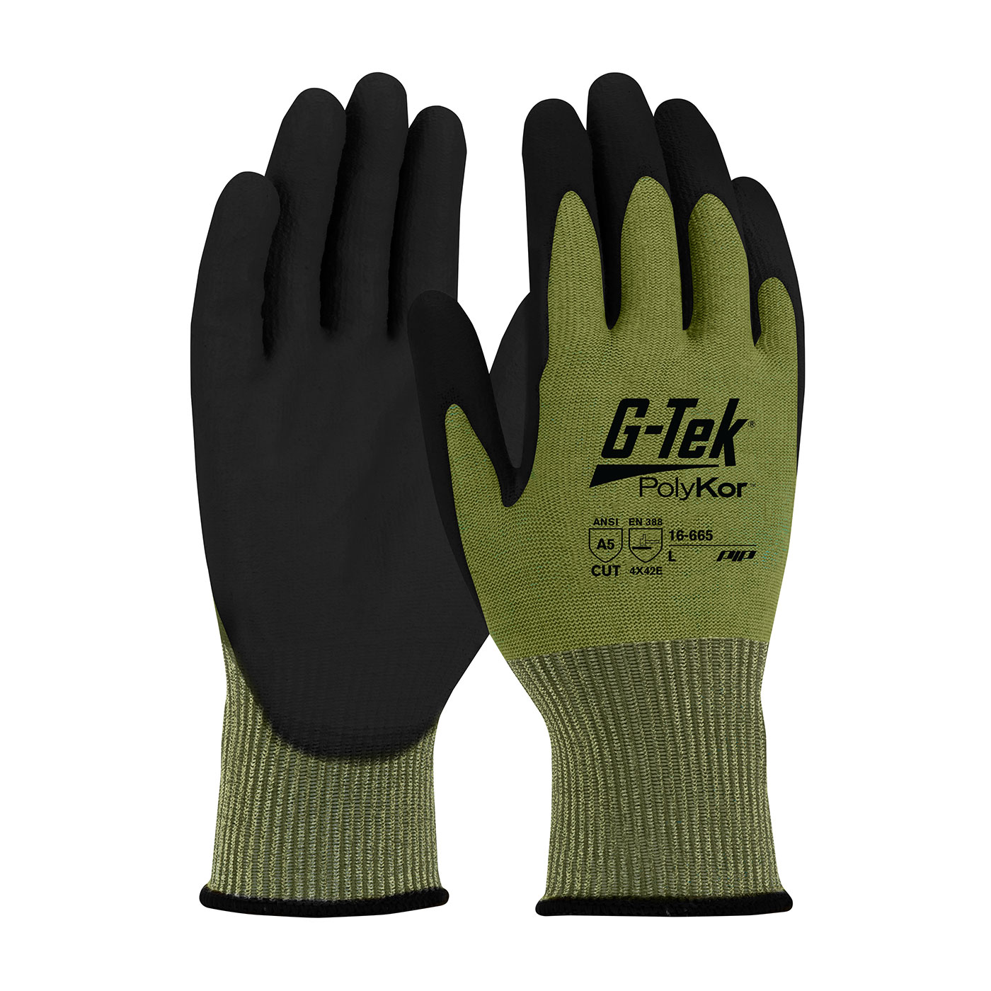 XL G-TEK POLYKOR GRN 13GA GLOVE GRY
