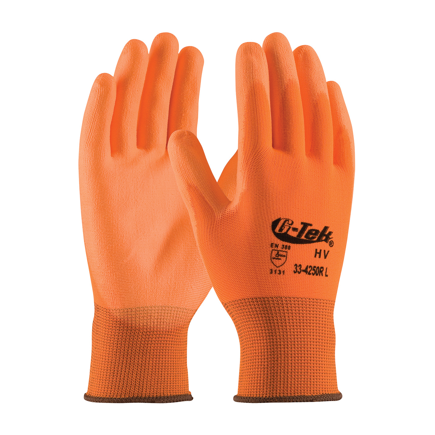 2XL G-TEK, 13G HI-VIS ORG POLY GLOVE