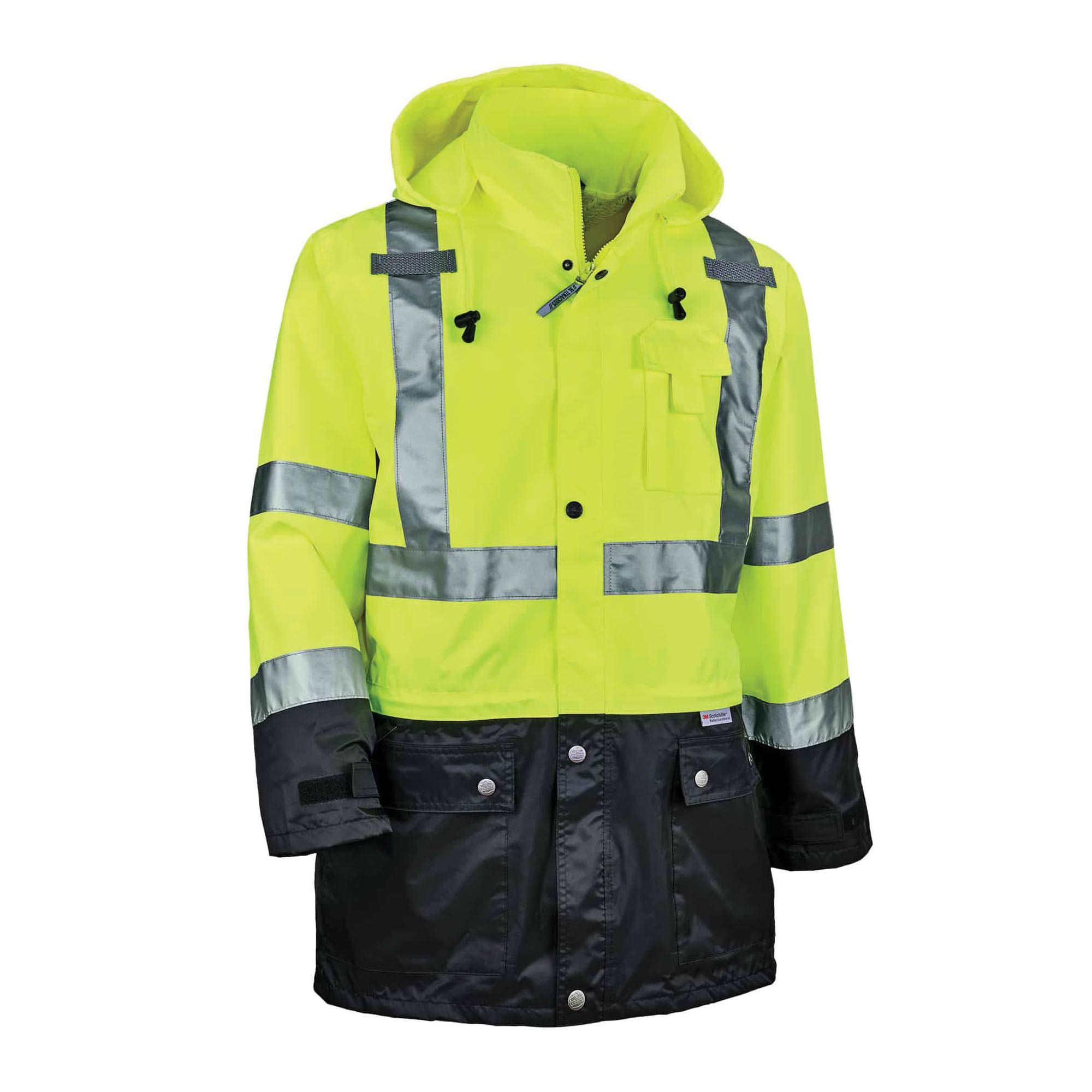 8365BK 2XL LIME BLK FR RAIN JACKET