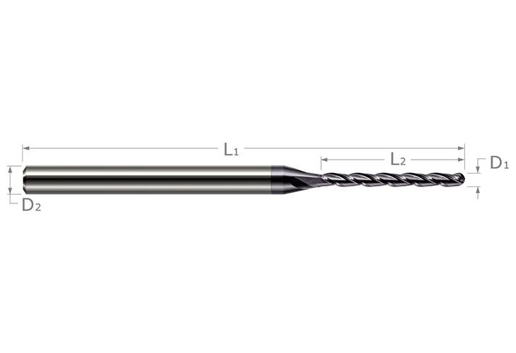 .010 4FL 5x LG FL AlTIN BALL END MILL