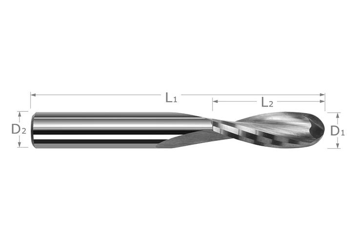 1/8" 2FL BALL END UPCUT END MILL