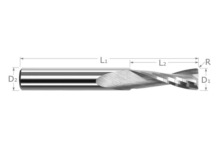 1/4" DIA x .010CR CARBIDE UPCUT END MILL