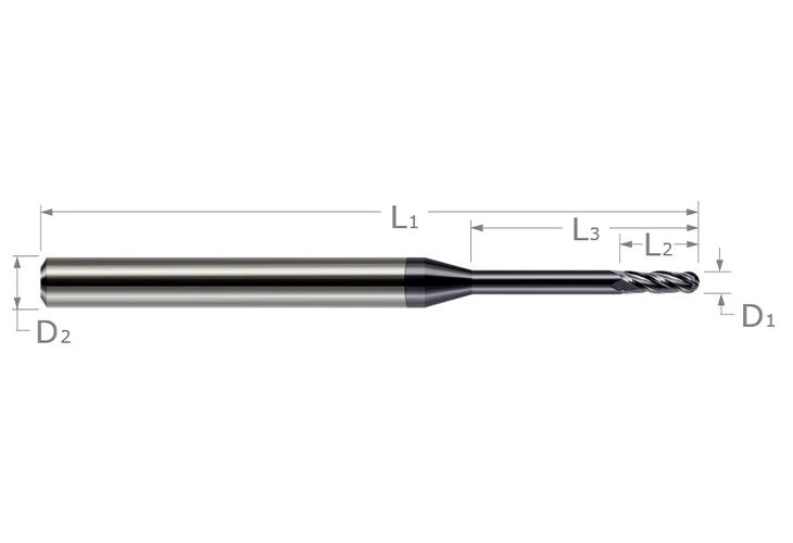 .062 4FL8x RCH AlTiN LG BALL END MILL