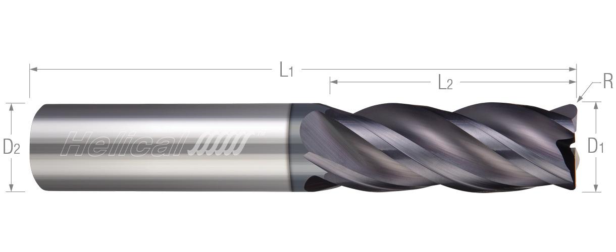 10MM 4FL .50MMCR 20MMLOC END MILL