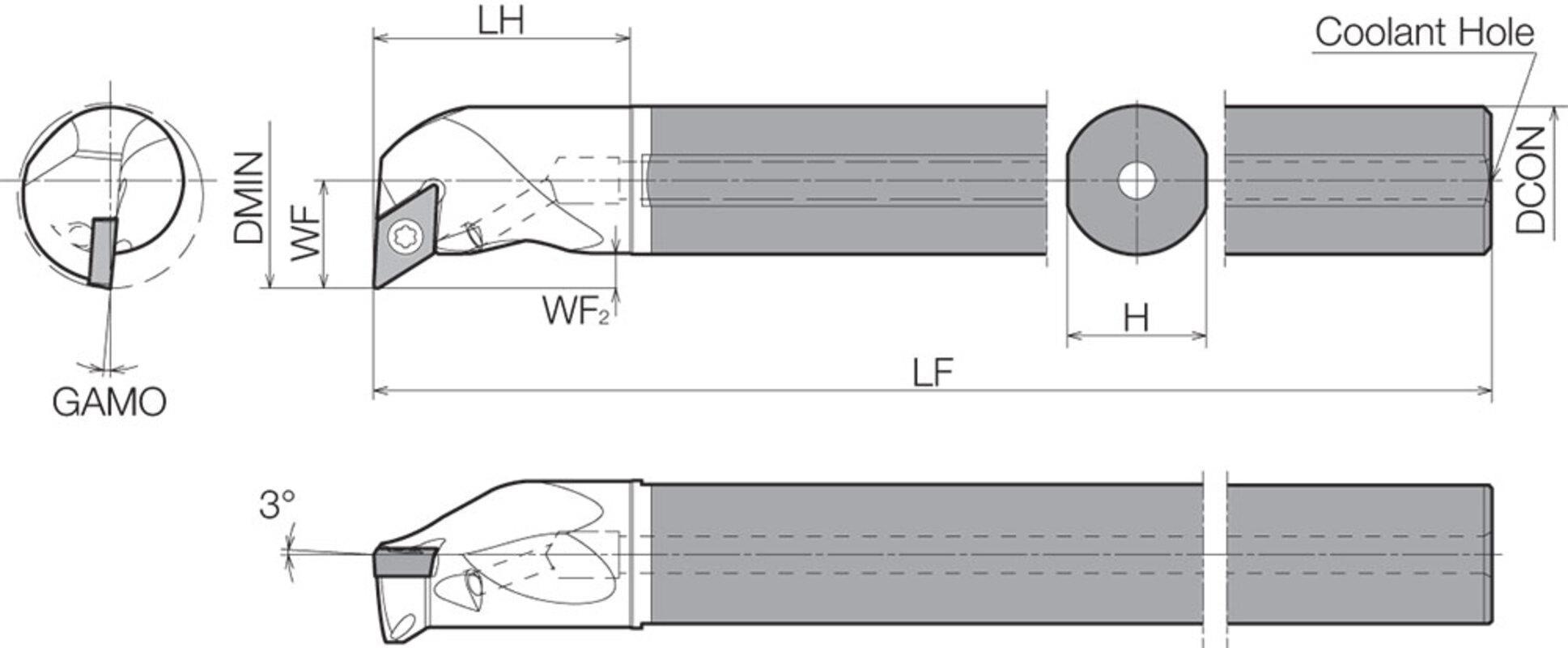 E06NSDUCR2A RH COOL-THRU BORING BAR