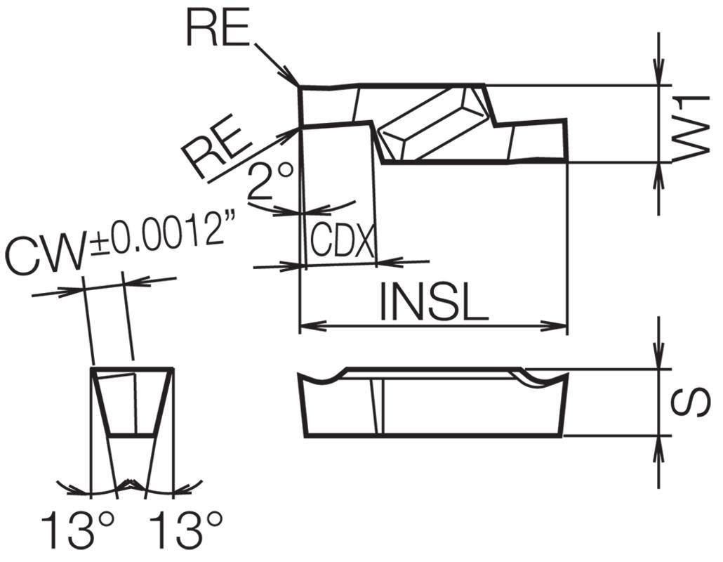 GVF L350C TC40 GROOVING INSERT