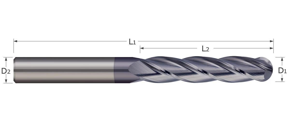 METRIC MINI NANO BALL NOSE 2FL END MILL