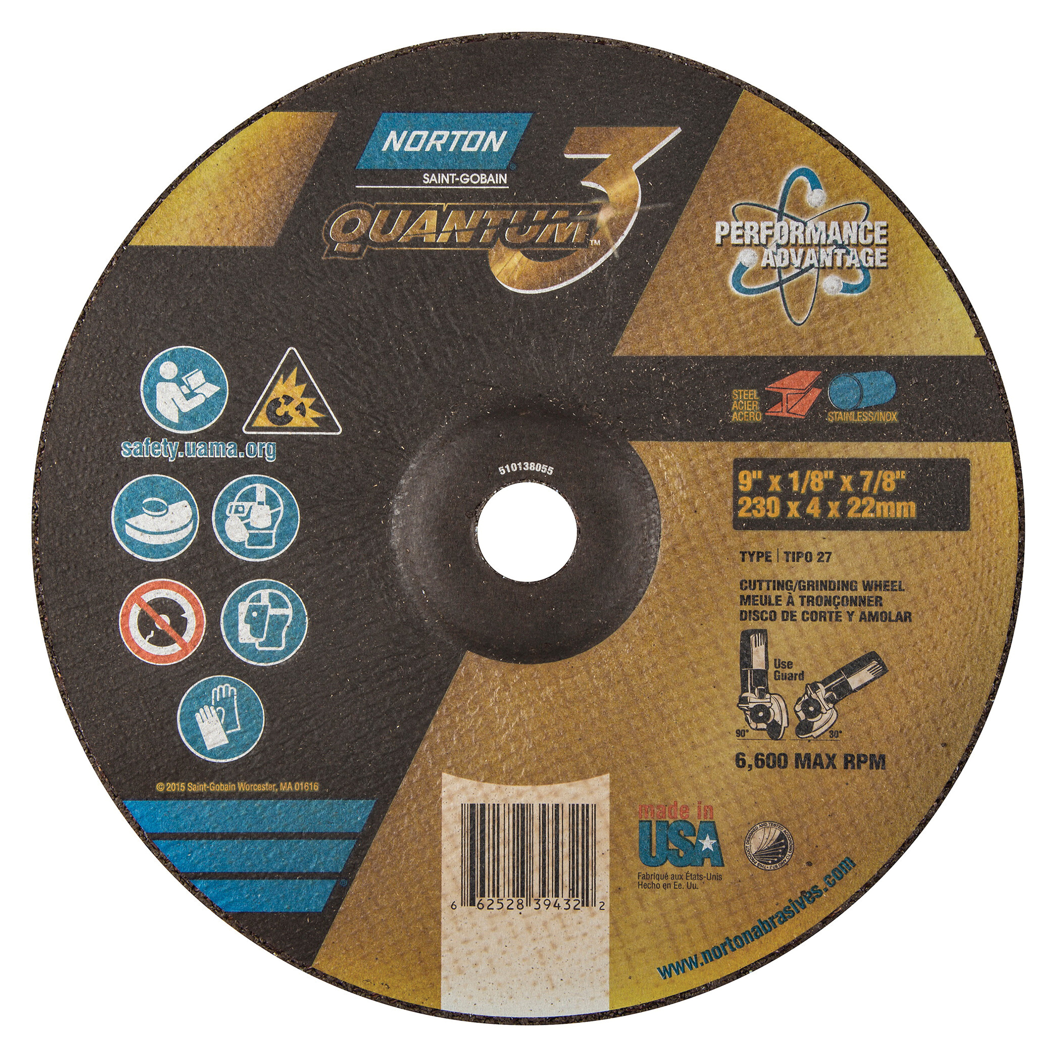 9" x 1/8" x 7/8 TYPE 27 DEP CTR WHEEL