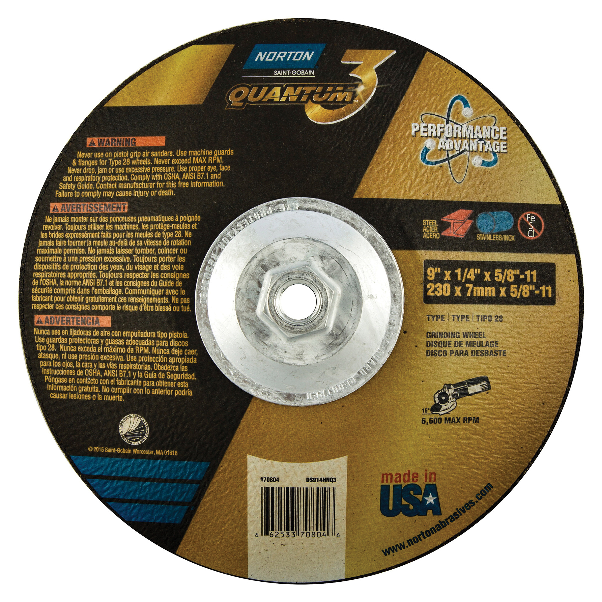 9" x 1/4" x 5/8-11 TYPE 28 DEP CTR SAUCER WHEEL