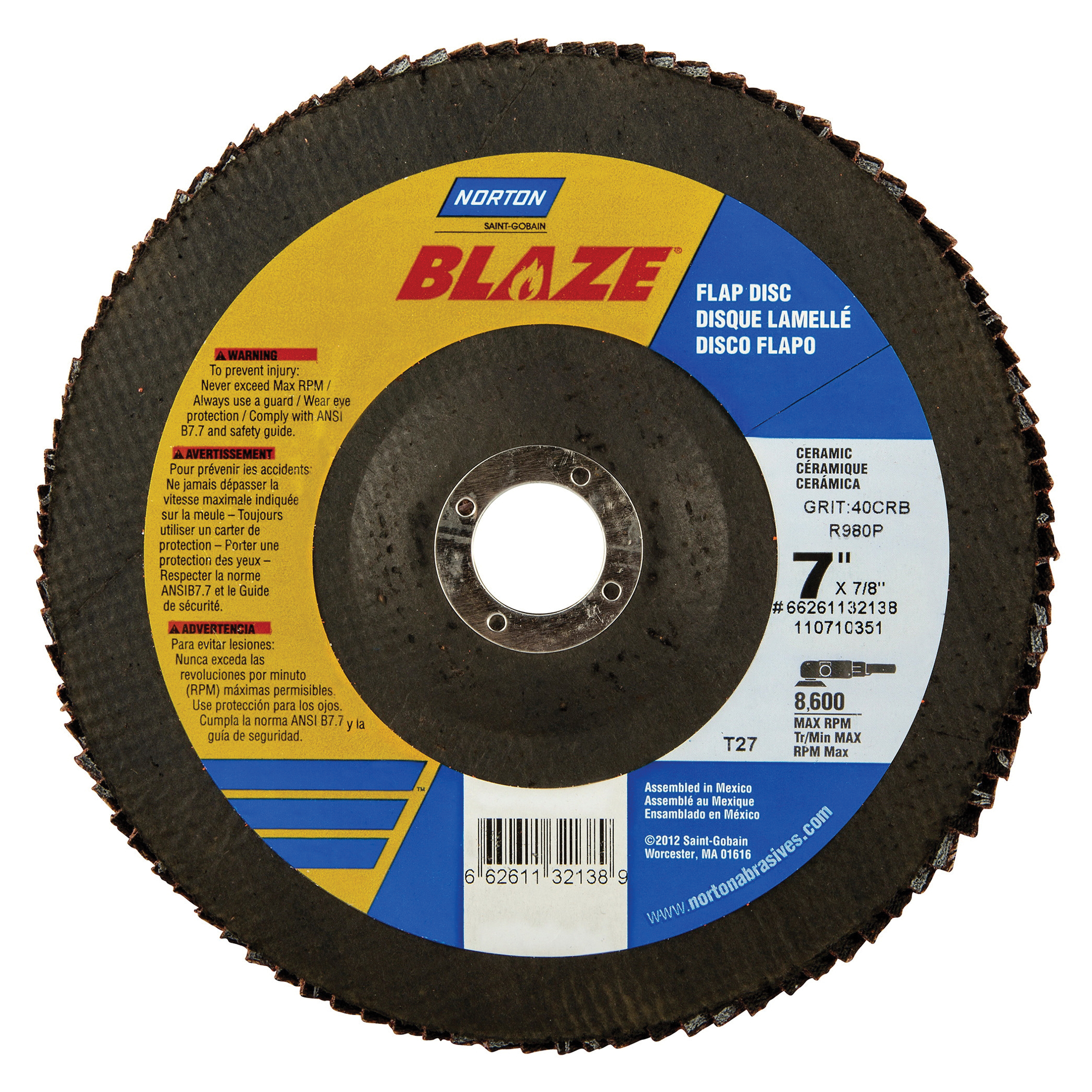 7" x 7/8 40GR FLAP DISC