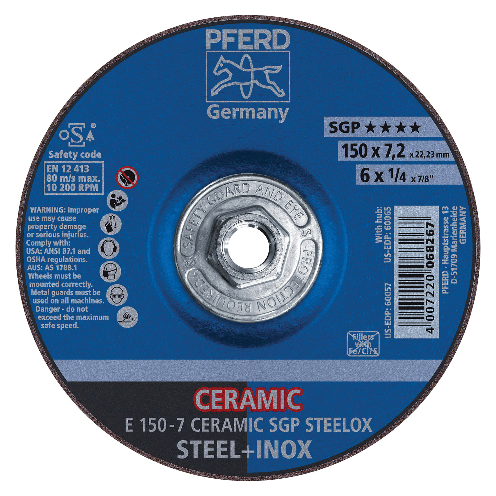 6INX1/4 GRINDING WHEEL, 5/8-11 THD. CO