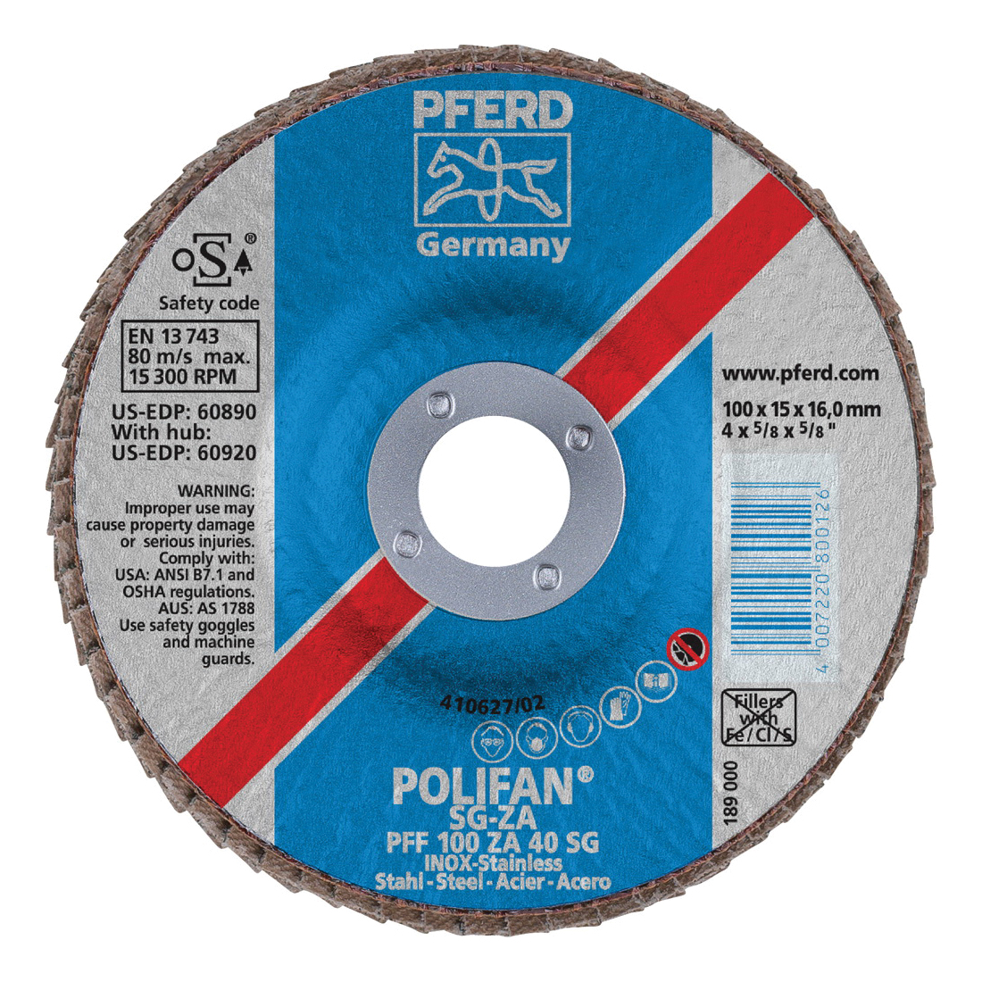 4INX5/8 POLIFAN FLAP DISC - FLAT SG,