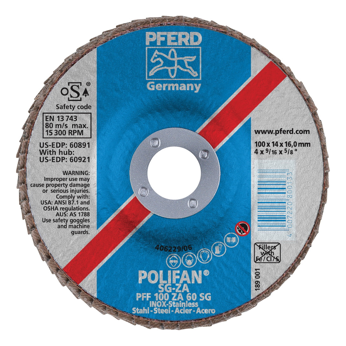 4INX5/8 POLIFAN FLAP DISC - FLAT SG,