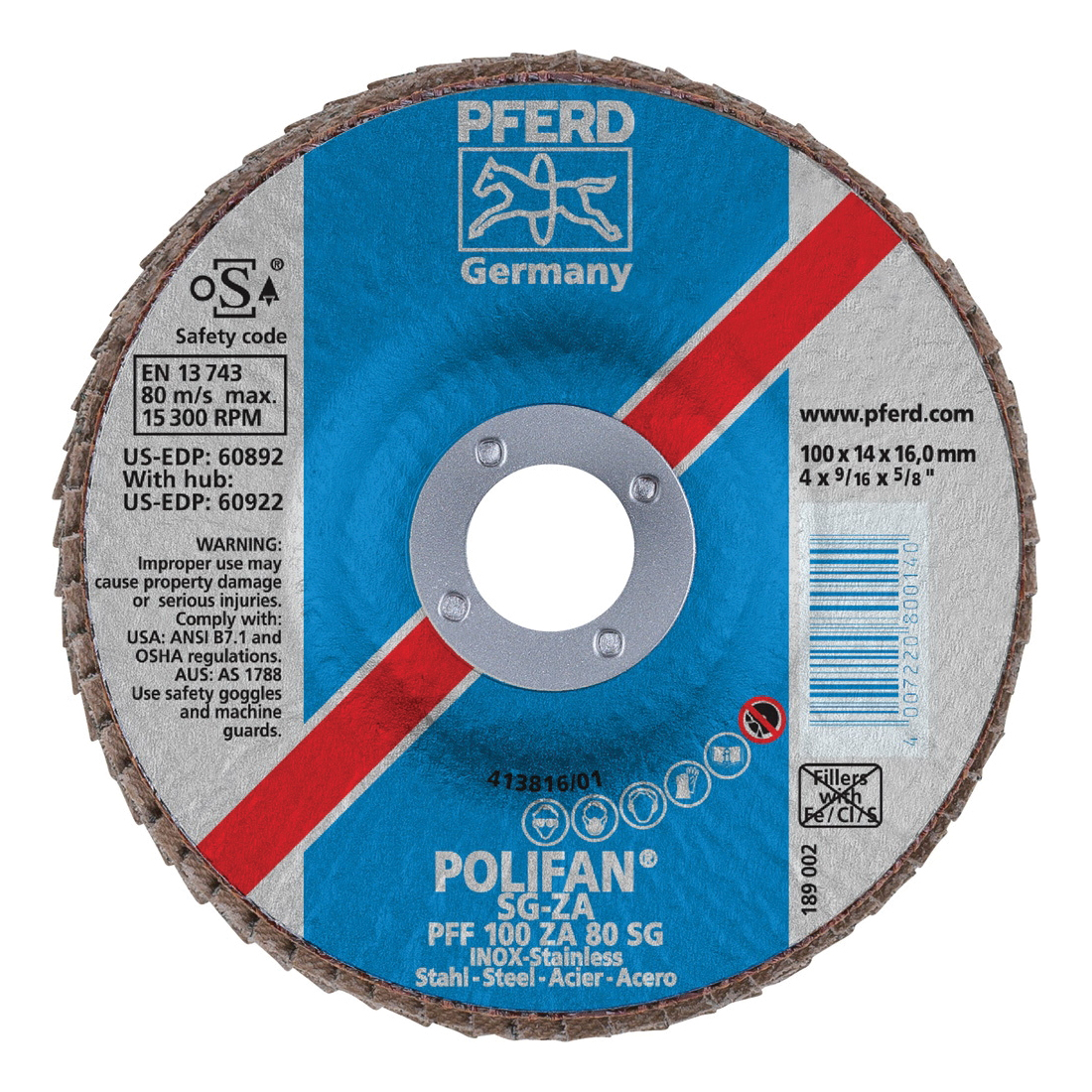 4INX5/8 POLIFAN FLAP DISC - FLAT SG,