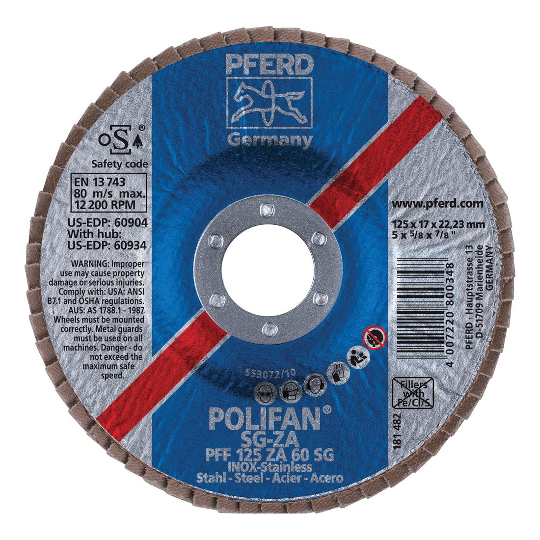 5INX7/8 POLIFAN FLAP DISC - FLAT SG,