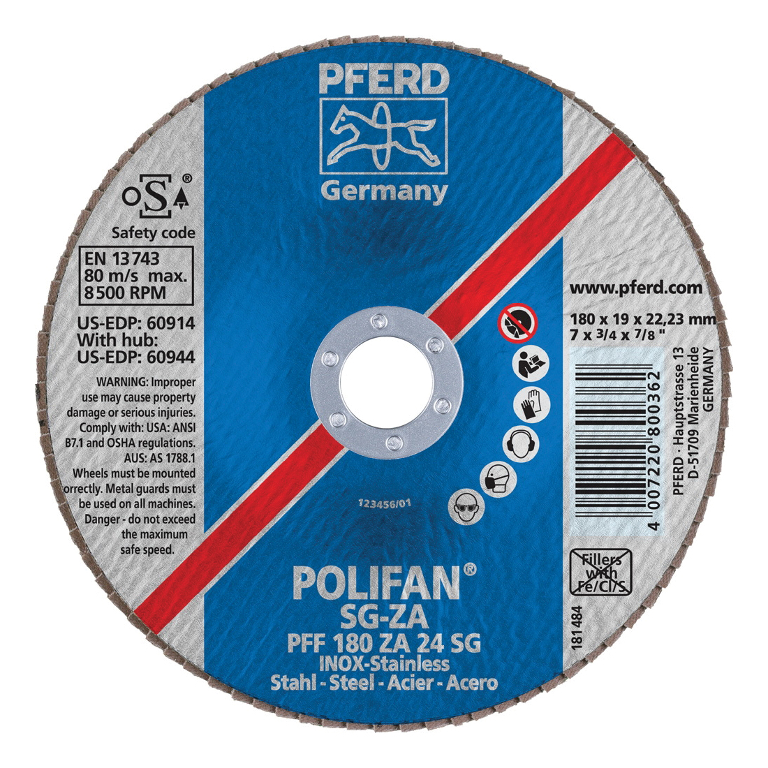 7INX7/8 POLIFAN FLAP DISC - FLAT SG,