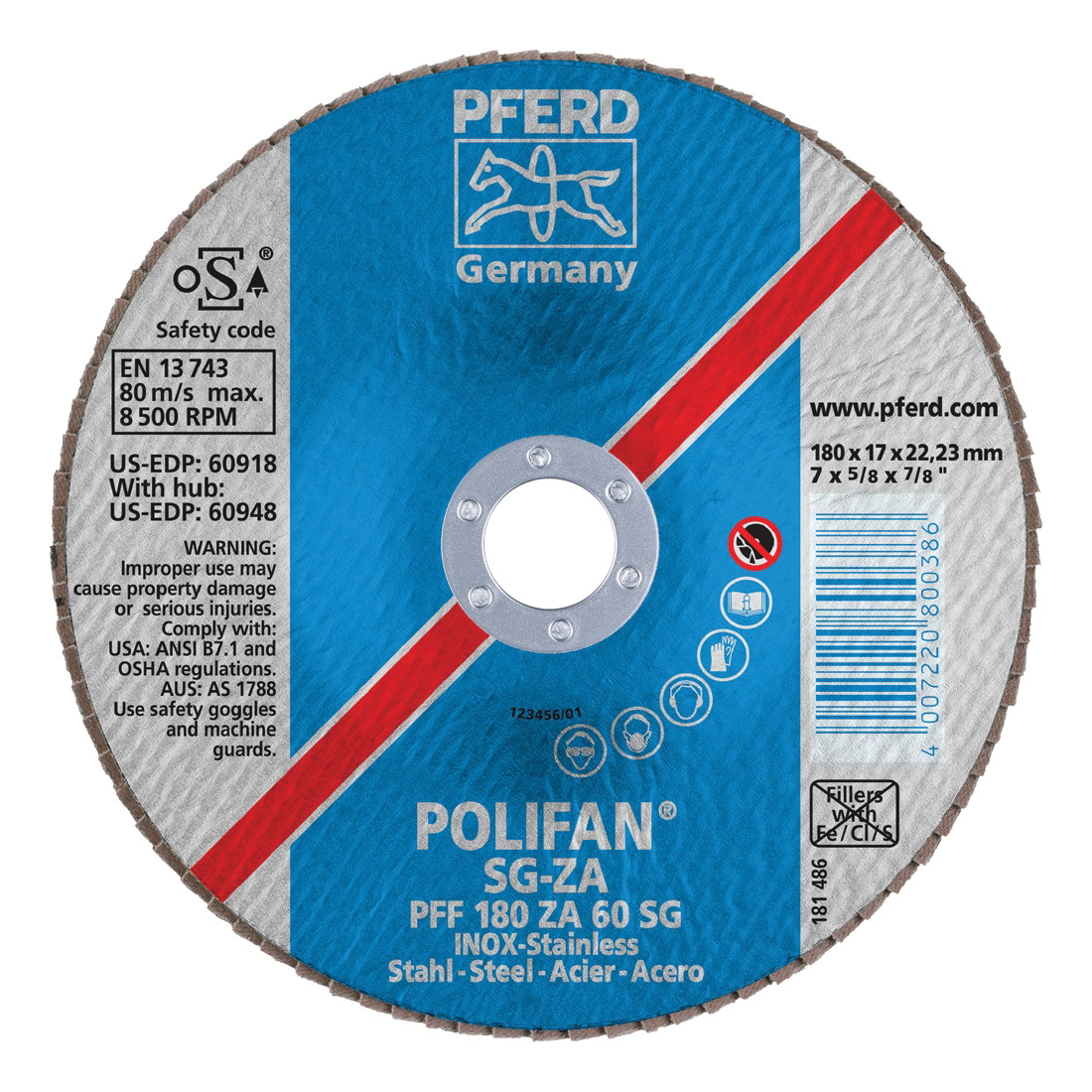 7INX7/8 POLIFAN FLAP DISC - FLAT SG,