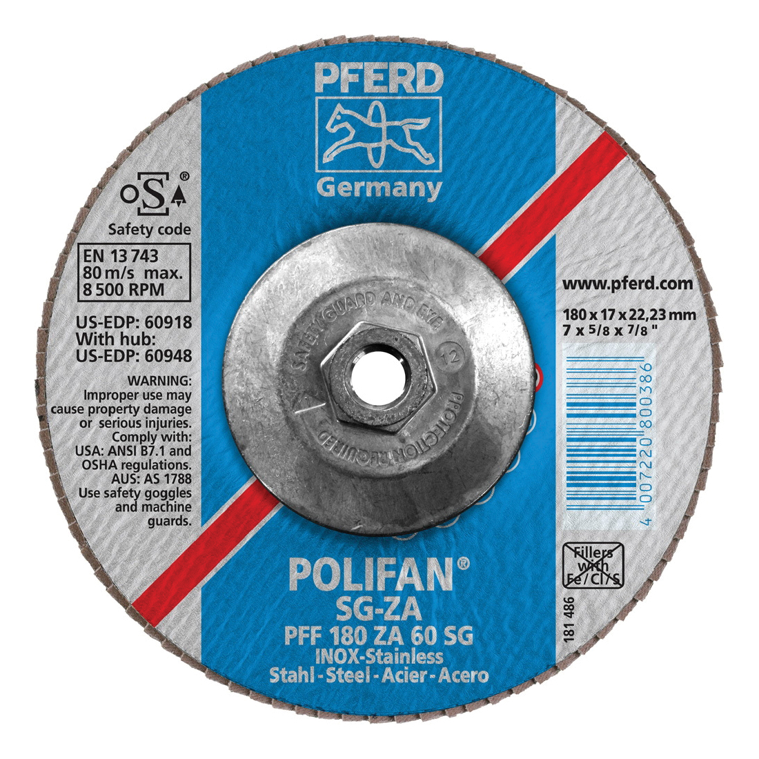 7INX5/8-11 POLIFAN FLAP DISC - FLAT SG,