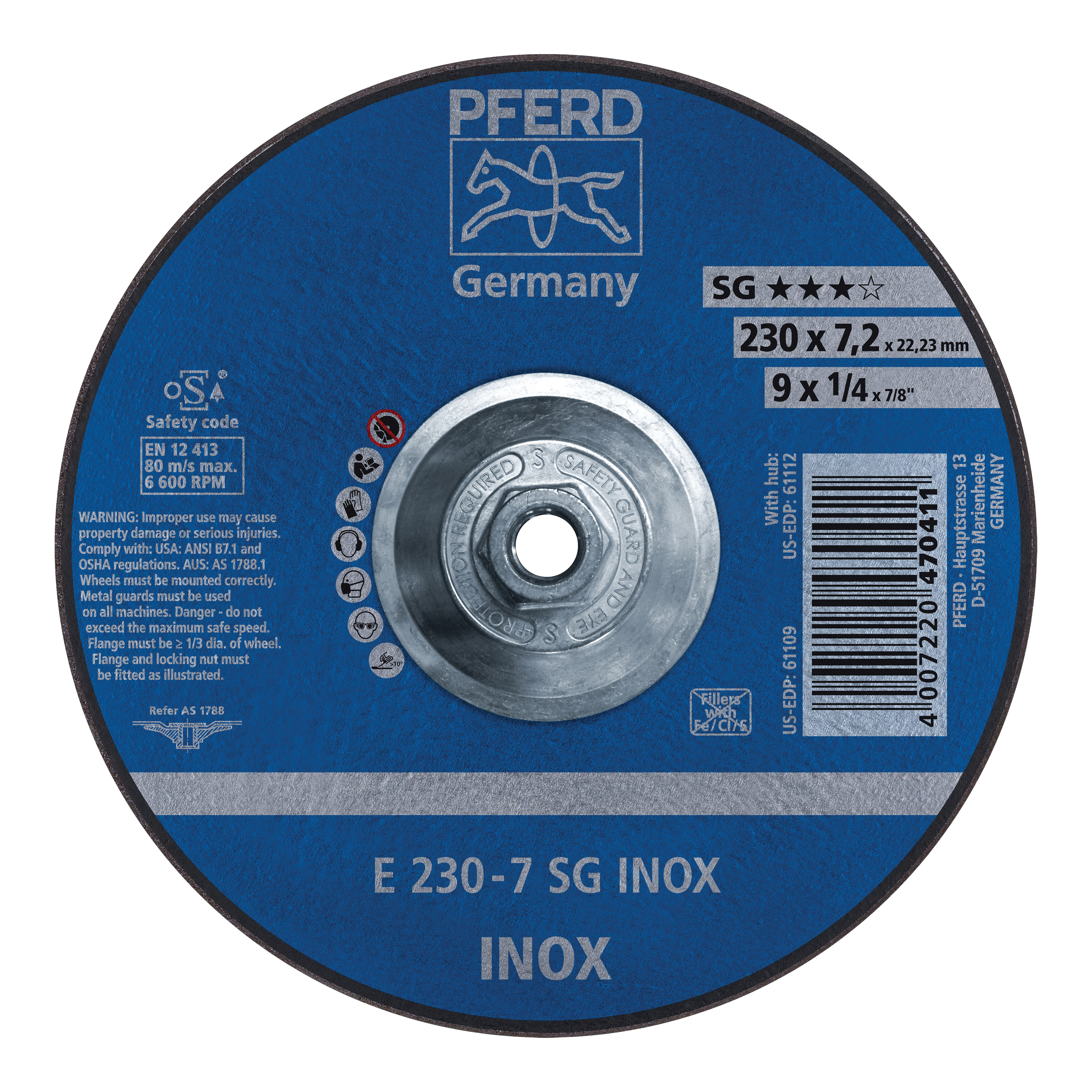 9INX1/4 GRINDING WHEEL, 5/8-11 THD. A 30