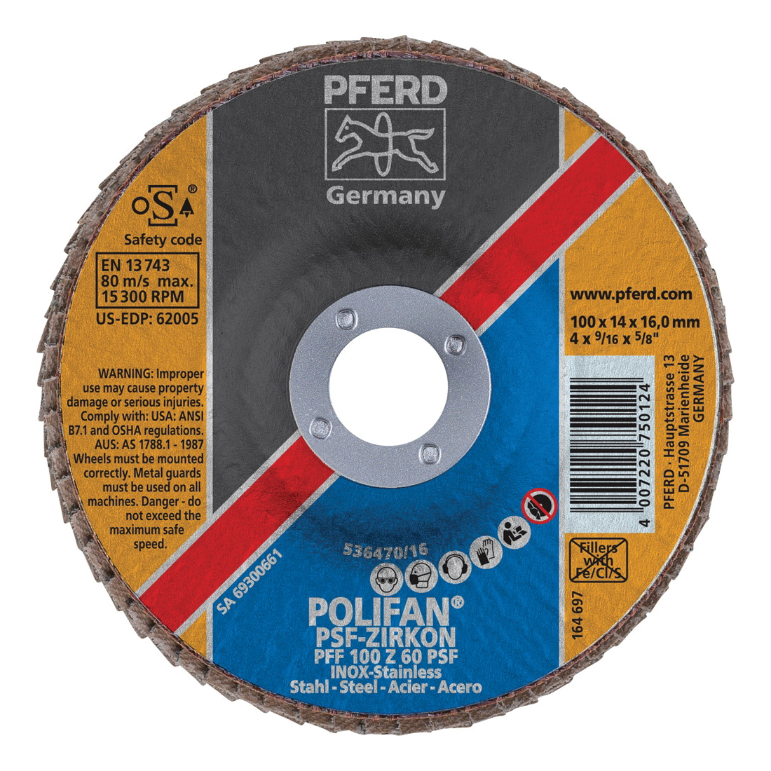 4INX5/8 POLIFAN FLAP DISC - FLAT PSF,