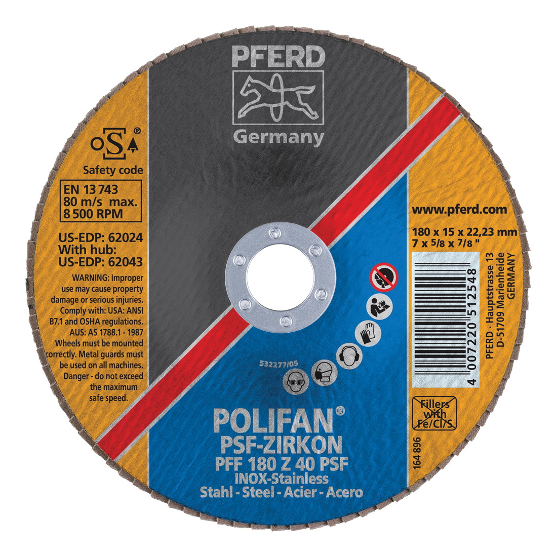 7INX7/8 POLIFAN FLAP DISC- FLAT PSF,