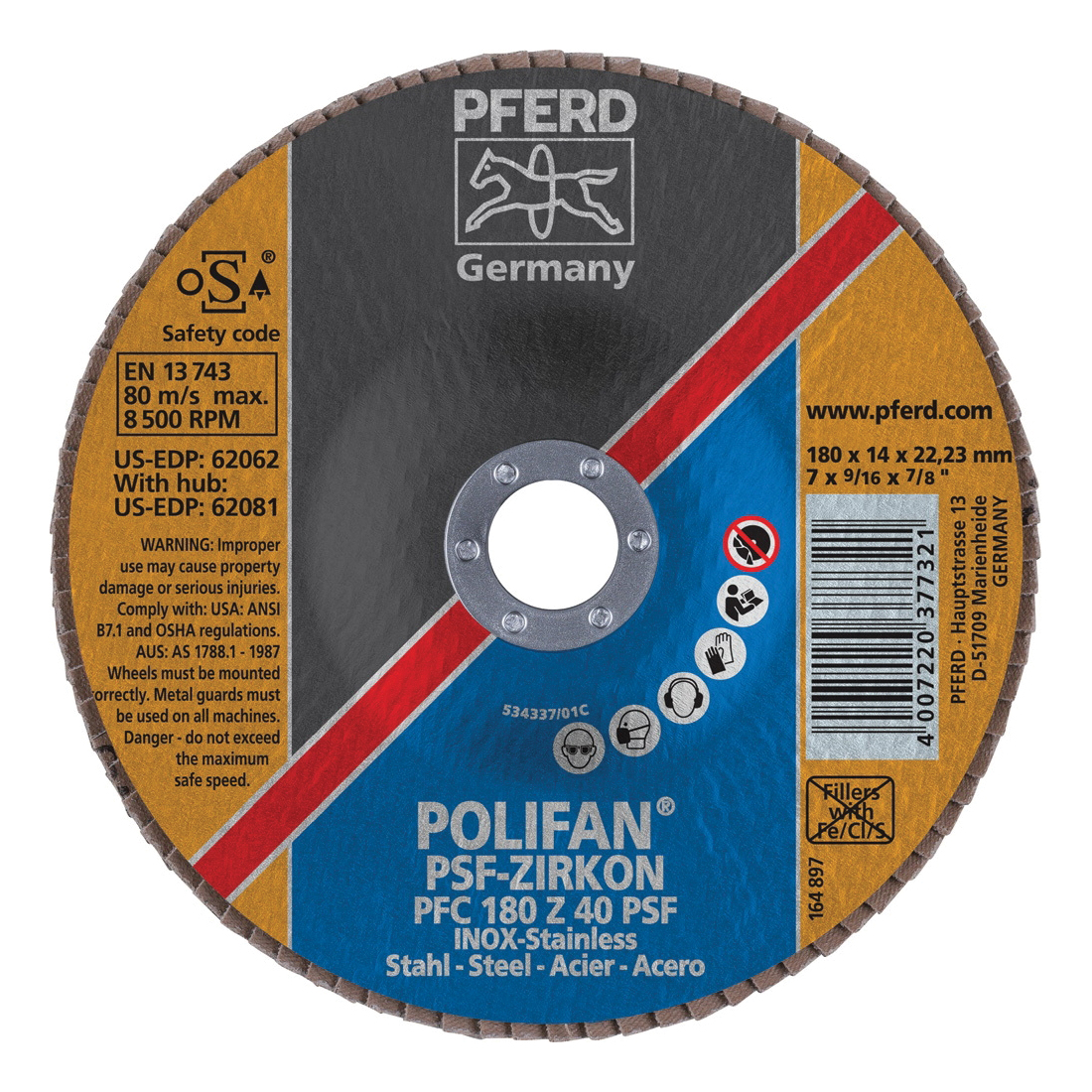 7INX7/8 POLIFAN FLAP DISC - CONICAL PSF,