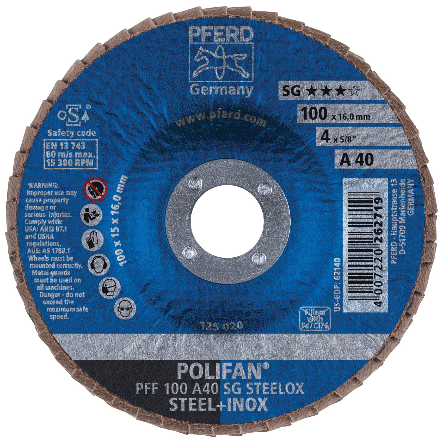 4INX3/8-24 POLIFAN FLAP DISC - FLAT SG,