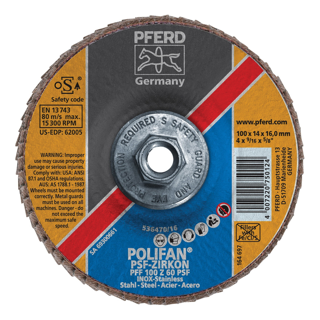 4INX3/8-24 POLIFAN FLAP DISC - FLAT PSF,