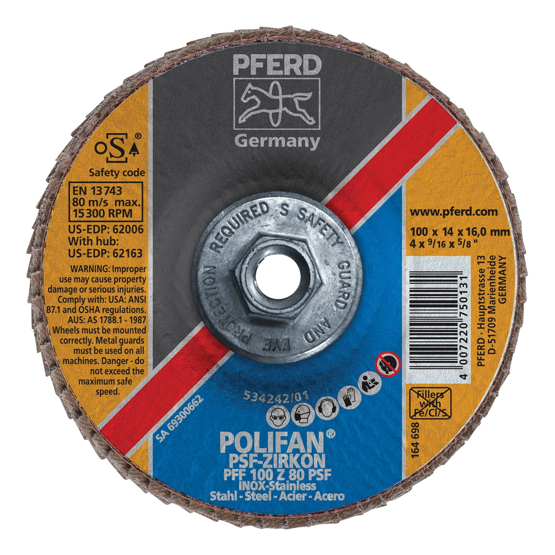 4INX3/8-24 POLIFAN FLAP DISC - FLAT PSF,