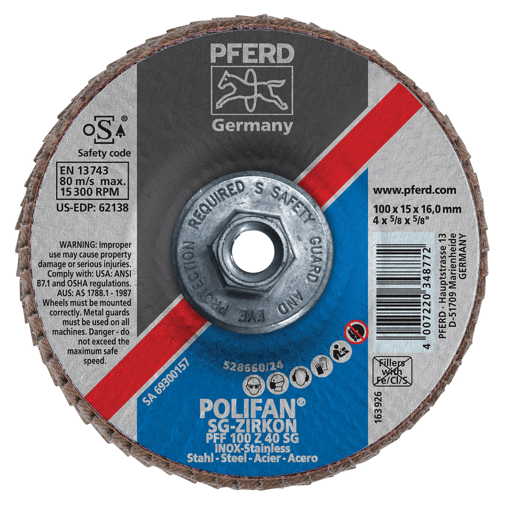 4INX3/8-24 POLIFAN FLAP DISC - FLAT SG,