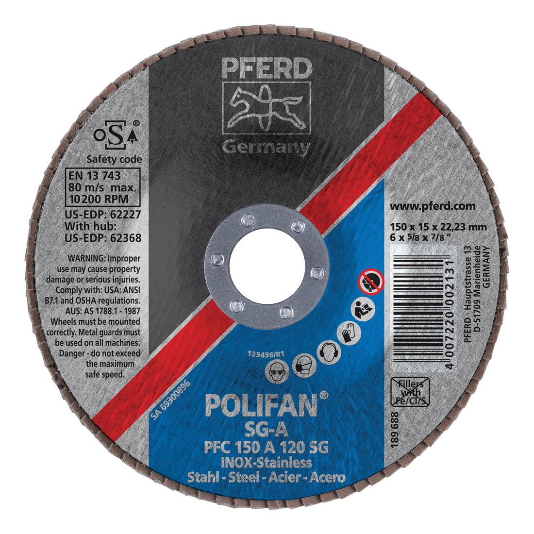 6INX7/8 POLIFAN FLAP DISC - CONICAL SG,