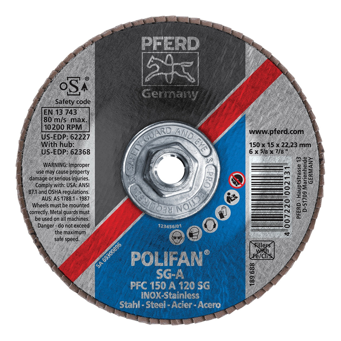 6INX5/8-11 POLIFAN FLAP DISC - CONICAL