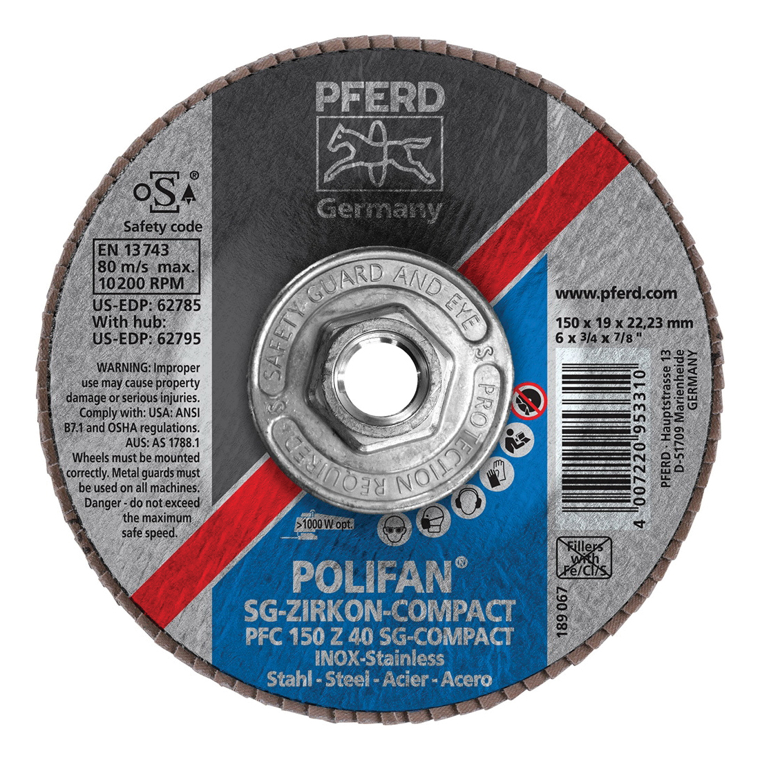 6INX5/8-11 POLIFAN FLAP DISC - CONICAL