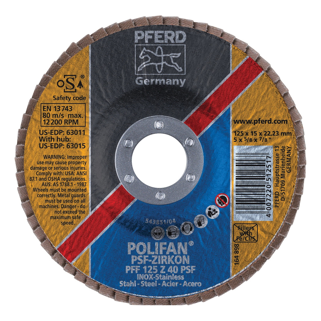 5INX7/8 POLIFAN FLAP DISC- FLAT PSF,