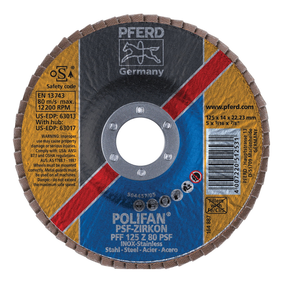 5INX7/8 POLIFAN FLAP DISC - FLAT PSF,