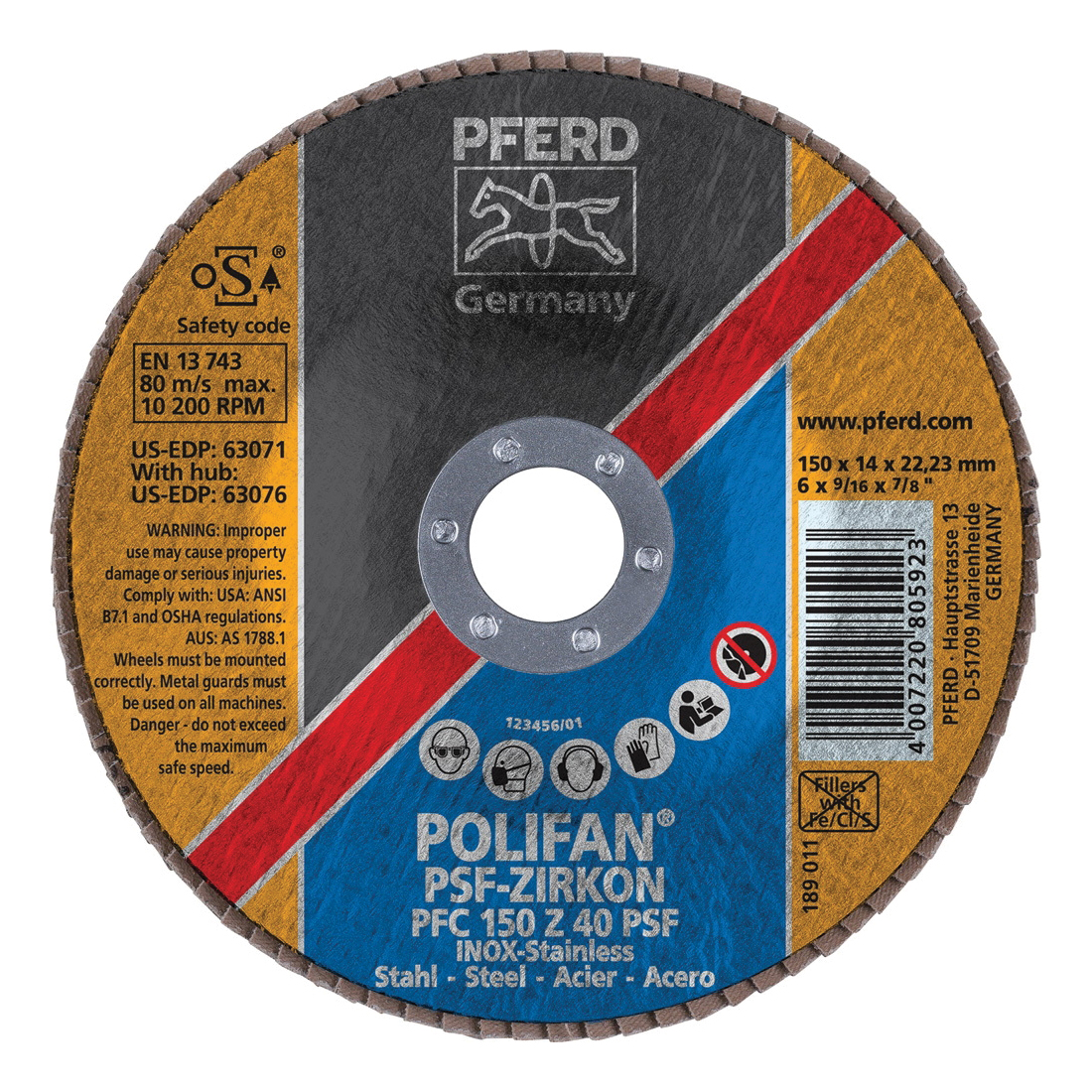 6INX7/8 POLIFAN FLAP DISC - CONICAL PSF,