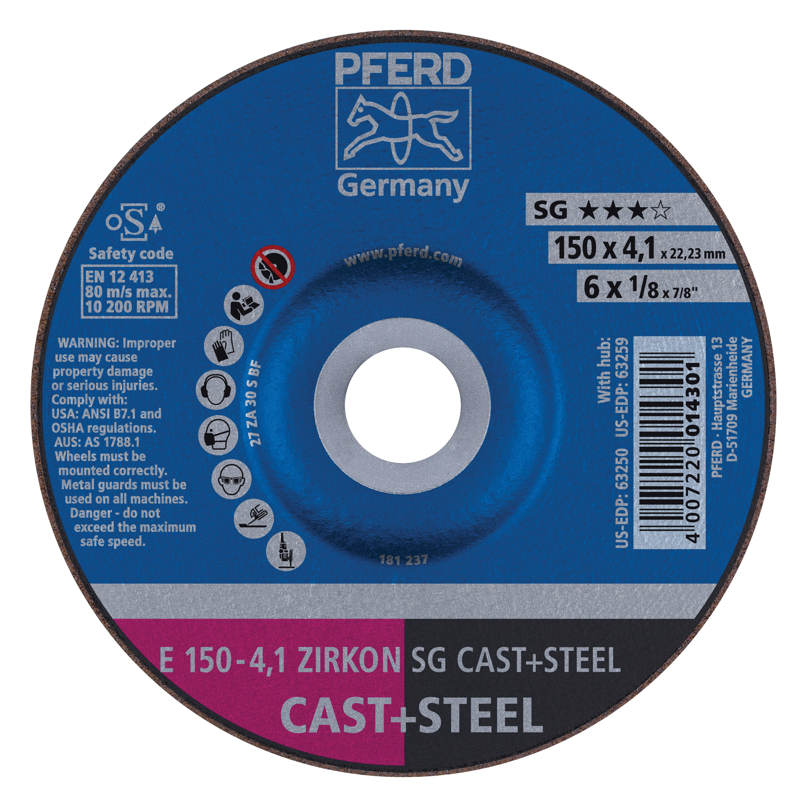 6INX1/8 PIPELINE WHEEL, 7/8AH (4.1MM) ZA