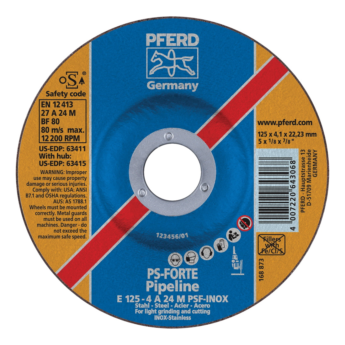 5INX1/8 PIPELINE WHEEL, 7/8AH (4.1MM) A