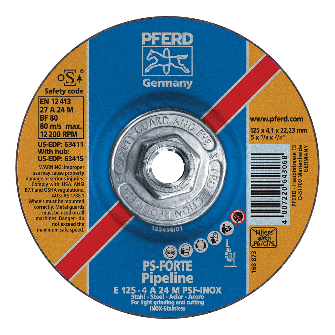 5INX1/8 PIPELINE WHEEL, 5/8-11 THD.