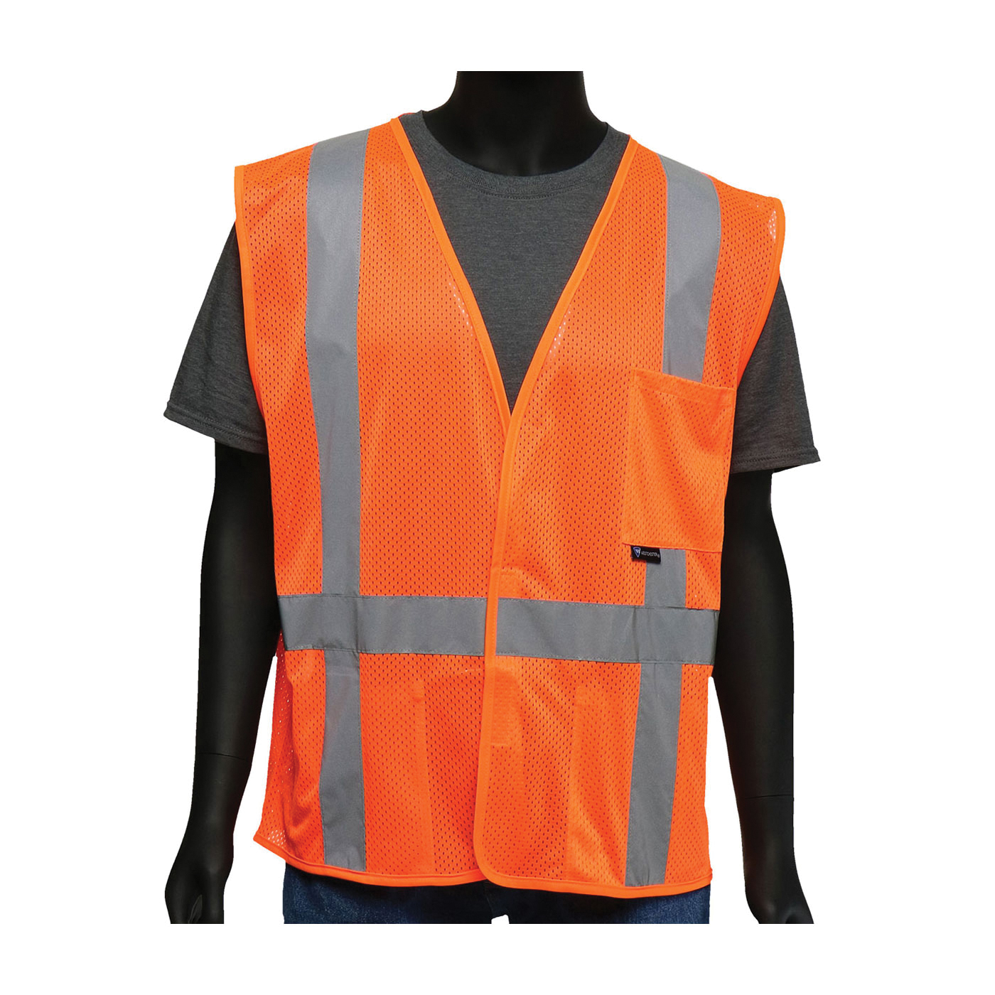 2XL VEST, CLASS2 HI-VIS ORG MESH, SELF