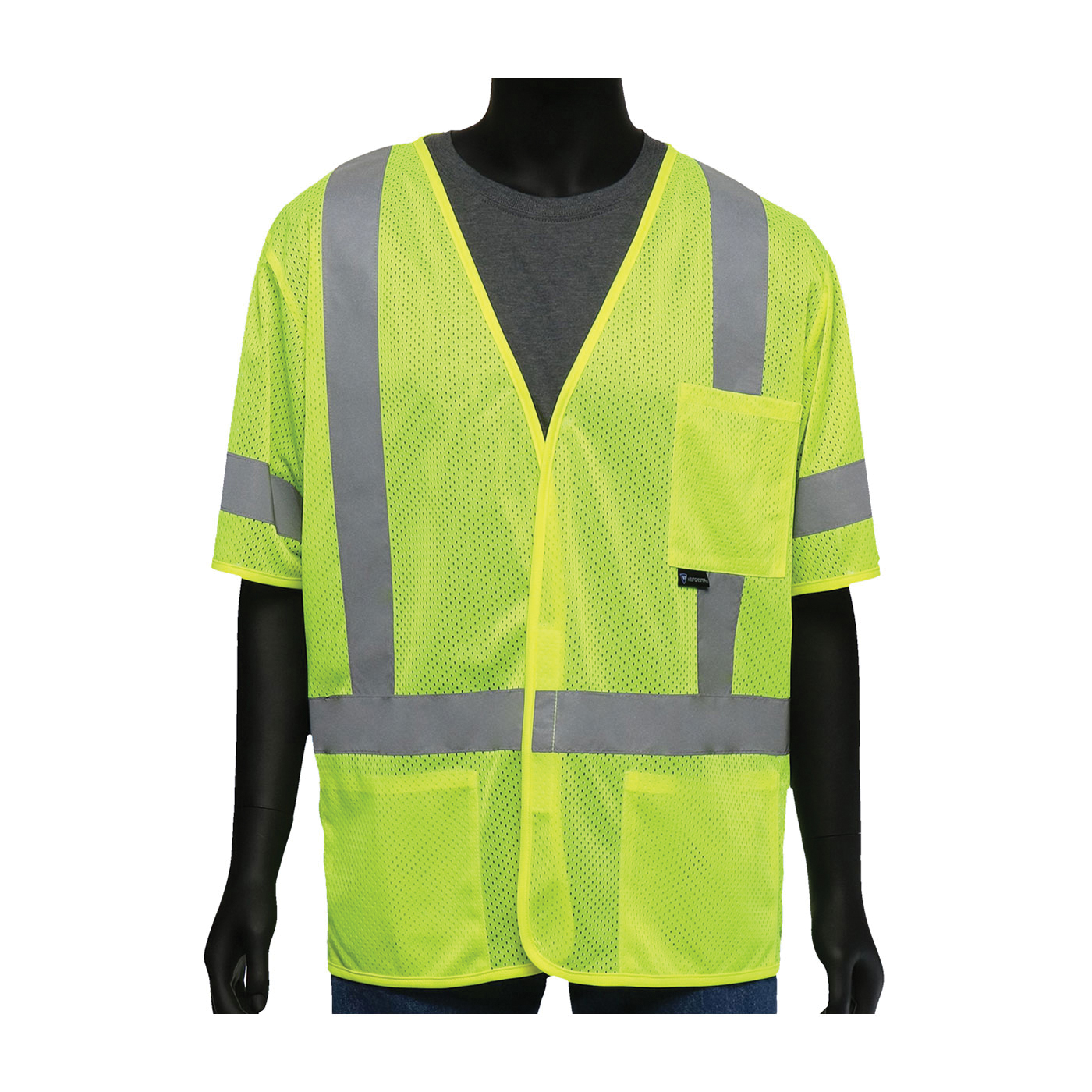 2XL VEST, CLASS3, HI-VIS YEL MESH, SELF