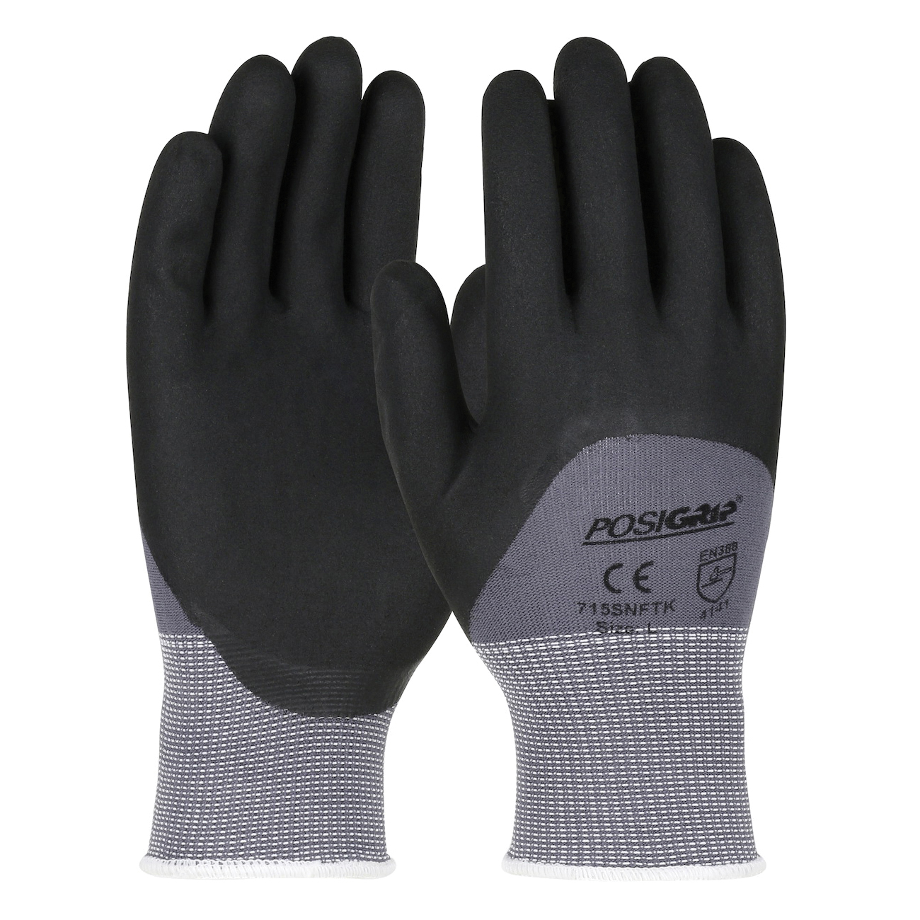 2XL POSIGRIP GLOVE GRY NYLON SHELL, BLK
