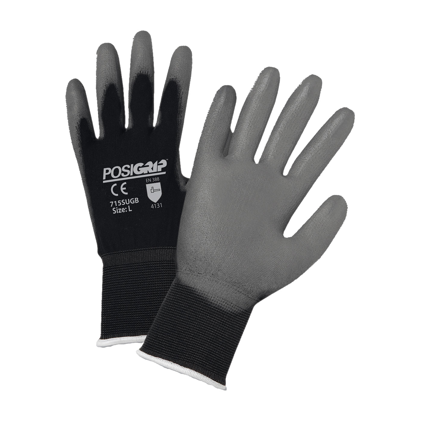 2XL POSIGRIP GLOVE BLK NYLON SHELL, GRY