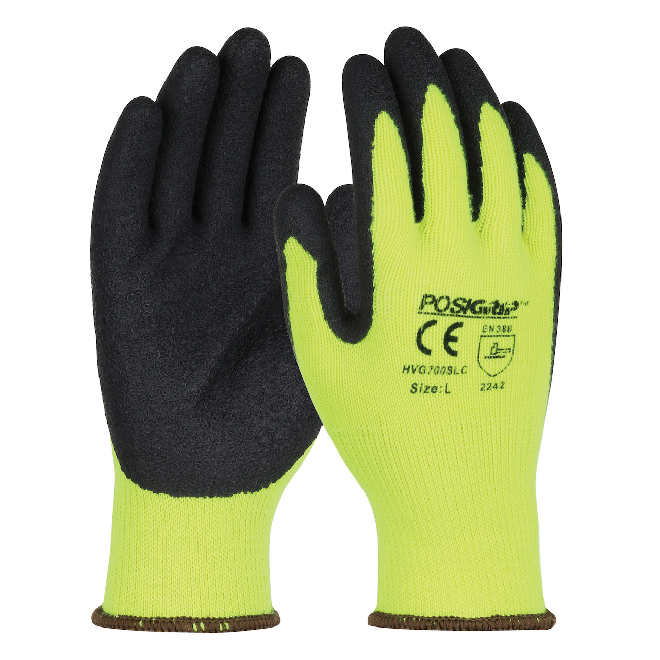 LG POSIGRIP GLOVE BLK CRINKLE LATEX PALM