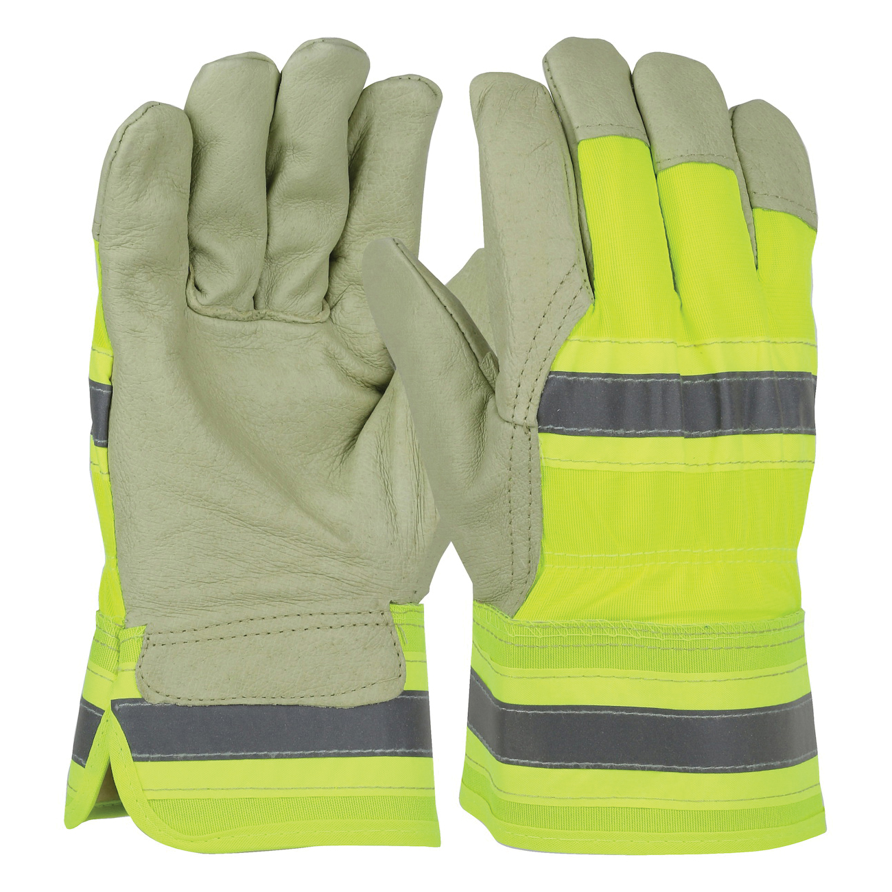 2XL PIGSKIN LEATHER PALM GLOVE HV YEL