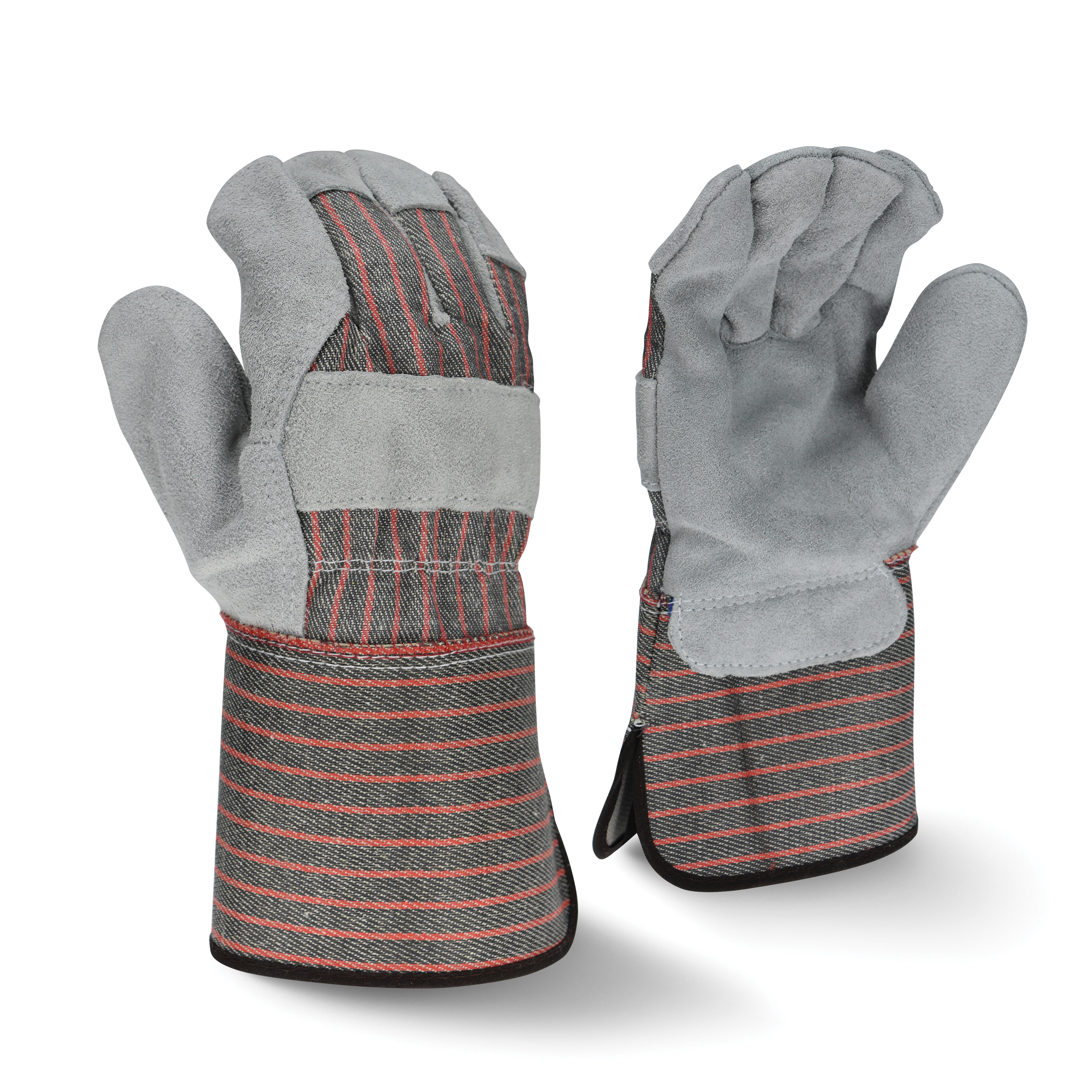 LG GRY SPLT COW GAU CUFF LEATHER GLOVE